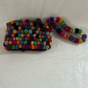 Woolen Felt Pom Pom Wristlet Crafted 100% Natural Handmade Wool Made In Nepal